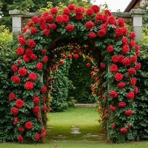 Роза плетистая Алый Триумф купить по цене от 319р. в интернет-магазине «Посадика» с доставкой почтой в в Шимановске и по всей России – [изображение №1].